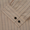 Beige Stripe Cotton Holiday Fit Shirt with Revere Collar & Single Button Cuff