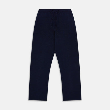 Navy Cashmere Knitted Traditional Pyjama Set Image 1