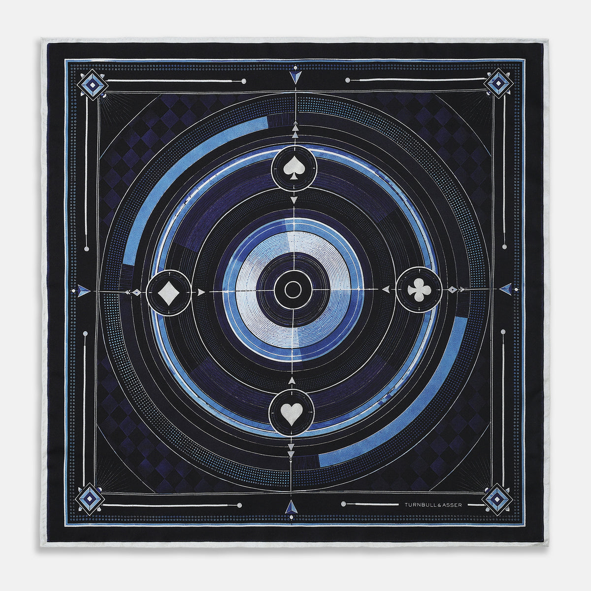 View 1 of product Casino Royale Midnight Blue Target Pocket Square in Silk