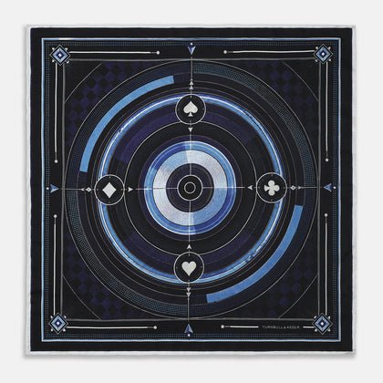 Casino Royale Midnight Blue Target Pocket Square in Silk Image 4