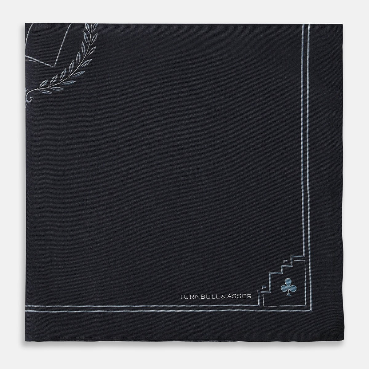 View 3 of product Casino Royale Midnight Blue Crest Pocket Square in Silk