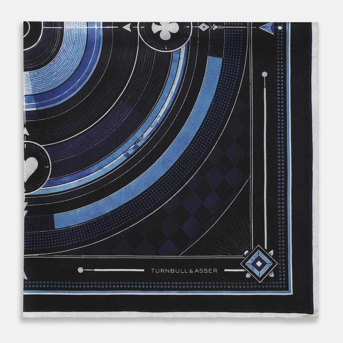 View 3 of product Casino Royale Midnight Blue Target Pocket Square in Silk