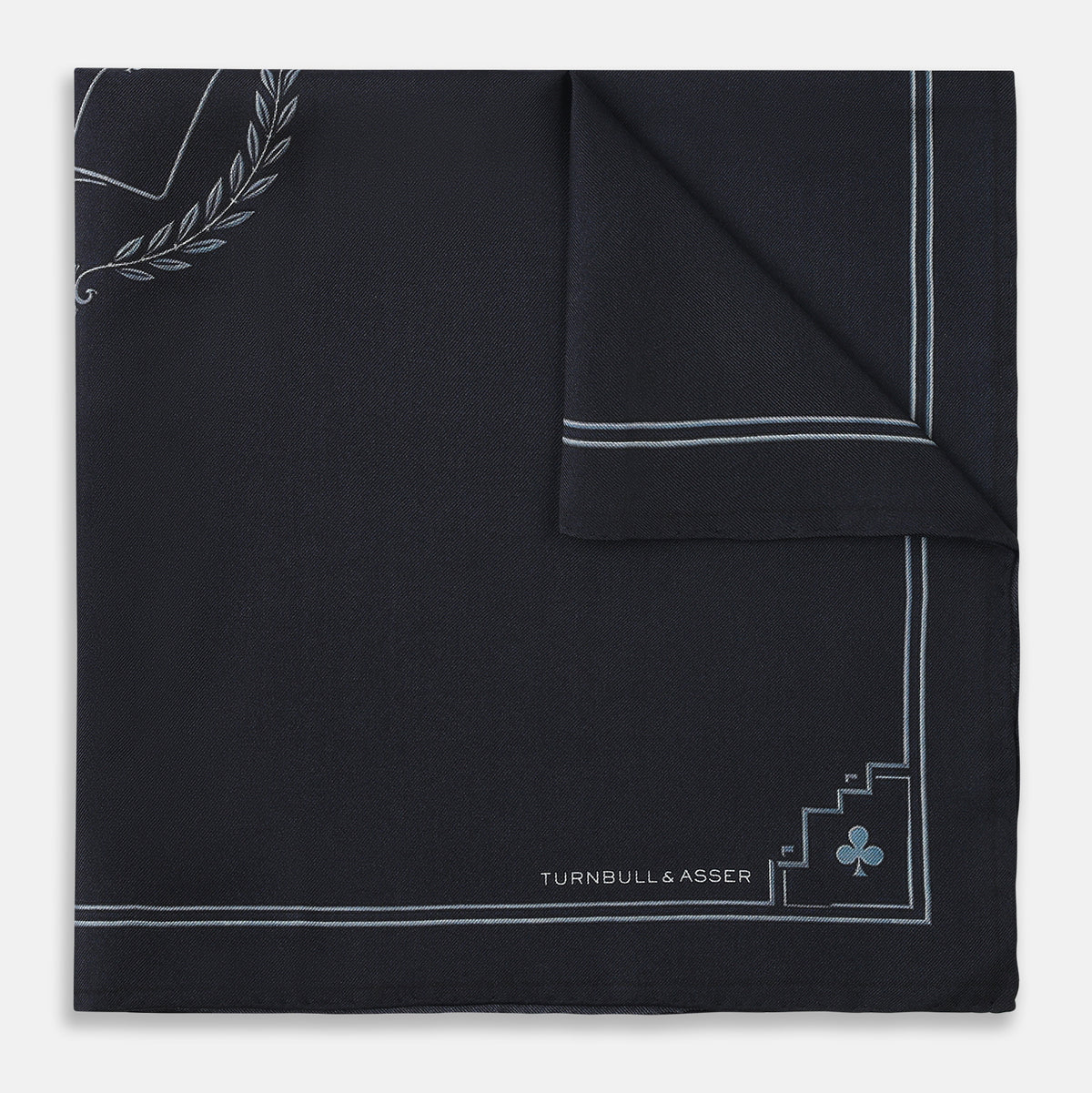 View 4 of product Casino Royale Midnight Blue Crest Pocket Square in Silk
