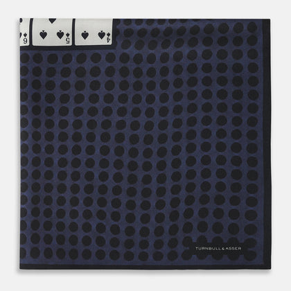 Casino Royale Midnight Blue Straight Flush Pocket Square in Silk Image 2