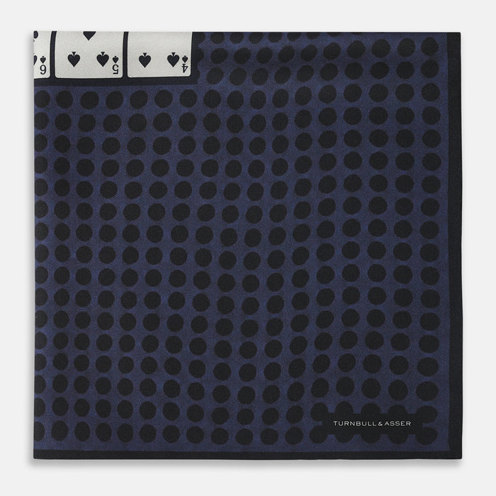 Casino Royale Midnight Blue Straight Flush Pocket Square in Silk Image 2