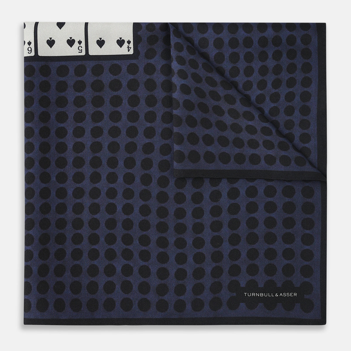 View 4 of product Casino Royale Midnight Blue Straight Flush Pocket Square in Silk