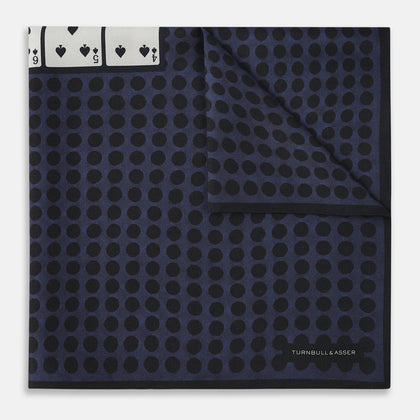 Casino Royale Midnight Blue Straight Flush Pocket Square in Silk Image 3