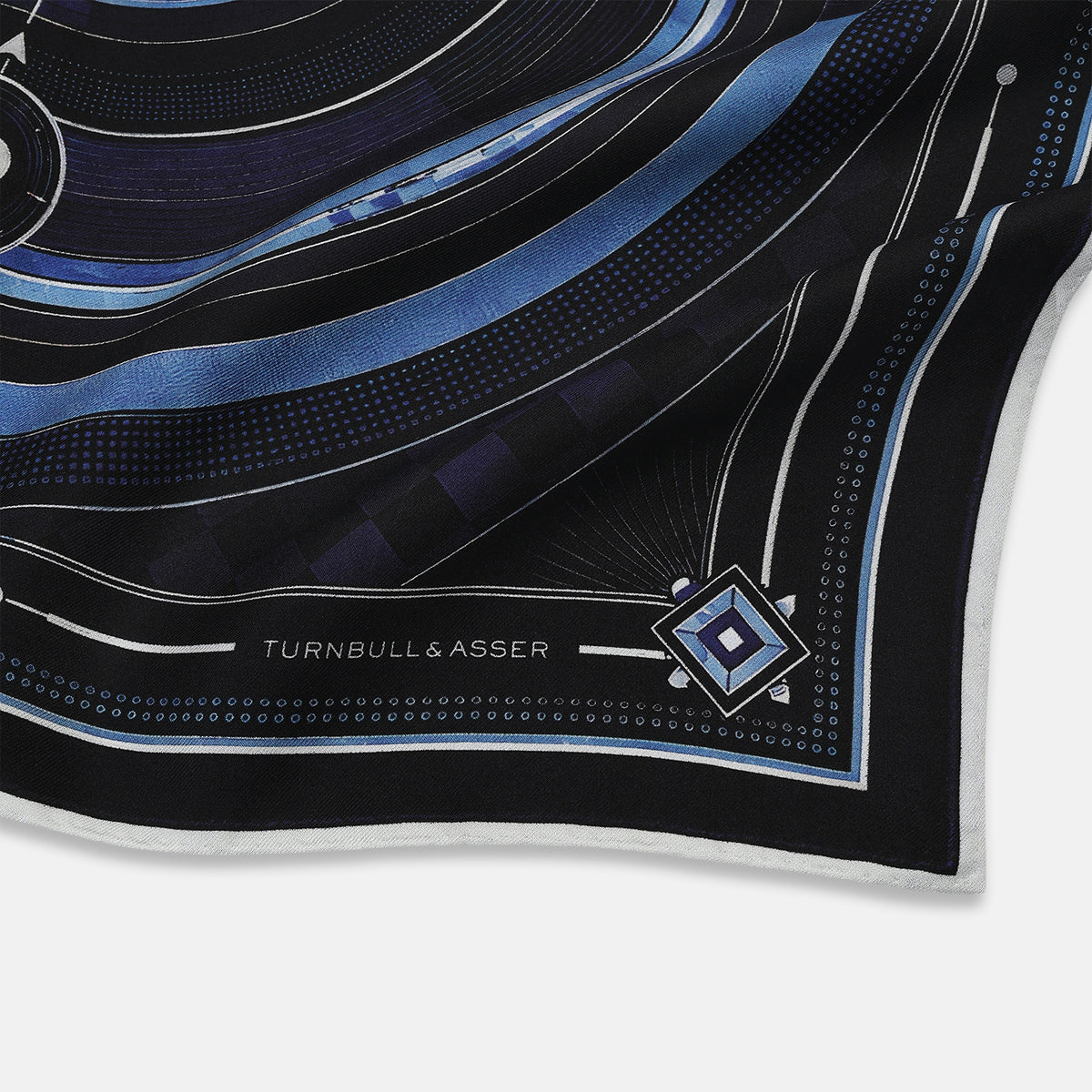 View 2 of product Casino Royale Midnight Blue Target Pocket Square in Silk