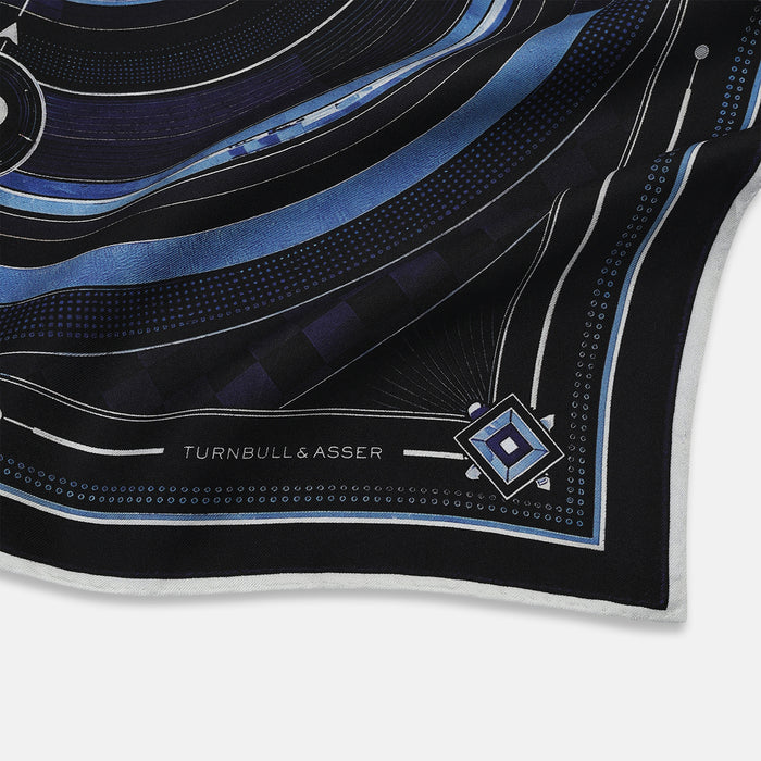 Casino Royale Midnight Blue Target Pocket Square in Silk Image 1
