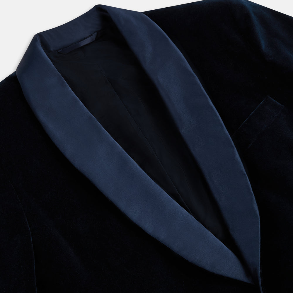 Casino Royale Midnight Blue Tuxedo Jacket in Cotton Velvet