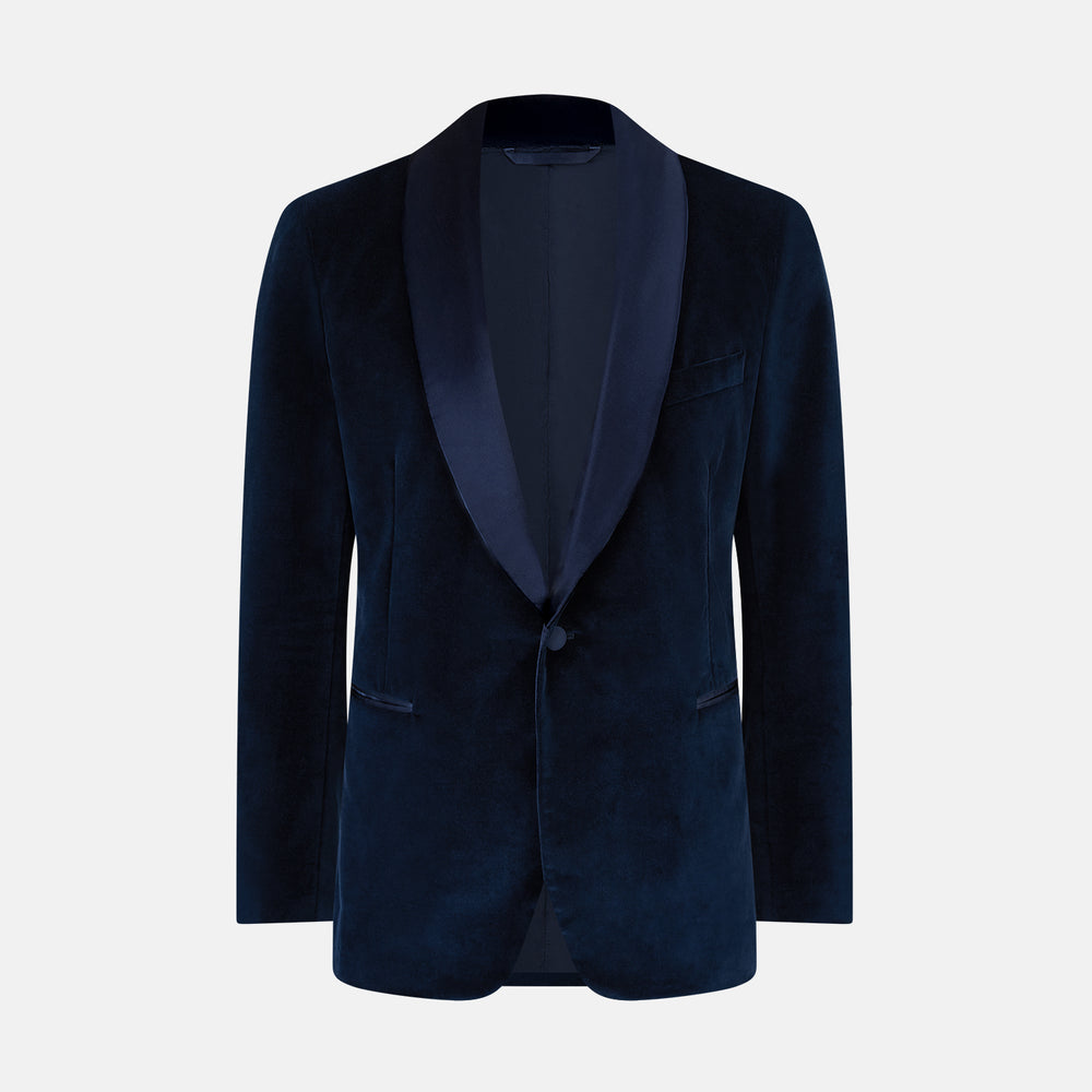 Casino Royale Midnight Blue Tuxedo Jacket in Cotton Velvet