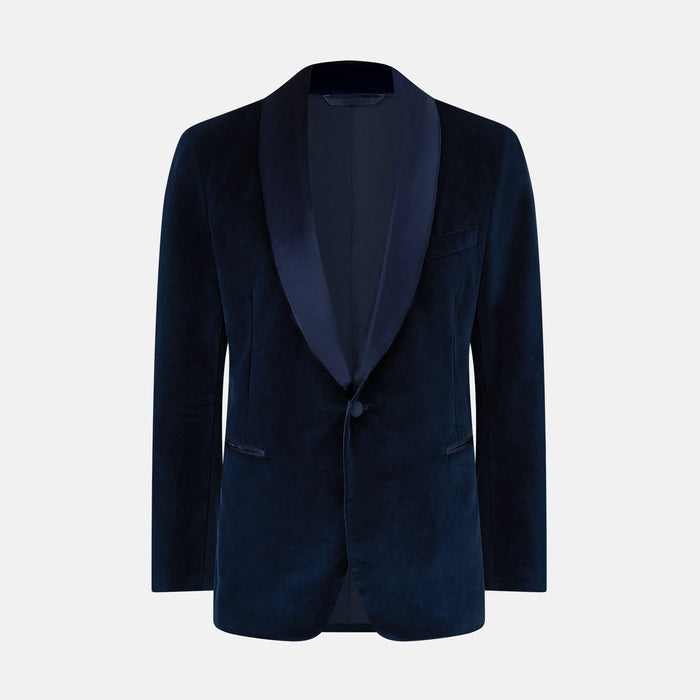 Casino Royale Midnight Blue Tuxedo Jacket in Cotton Velvet
