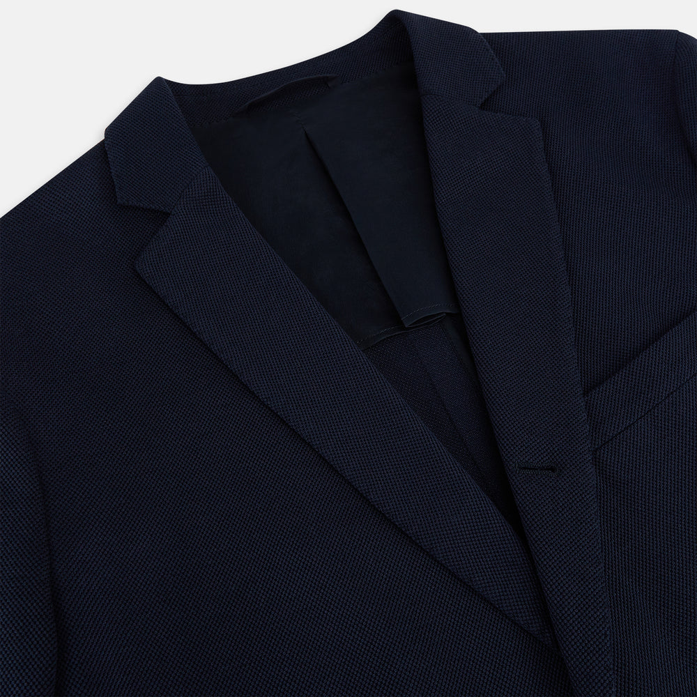Navy Silk & Cotton Bath Blazer