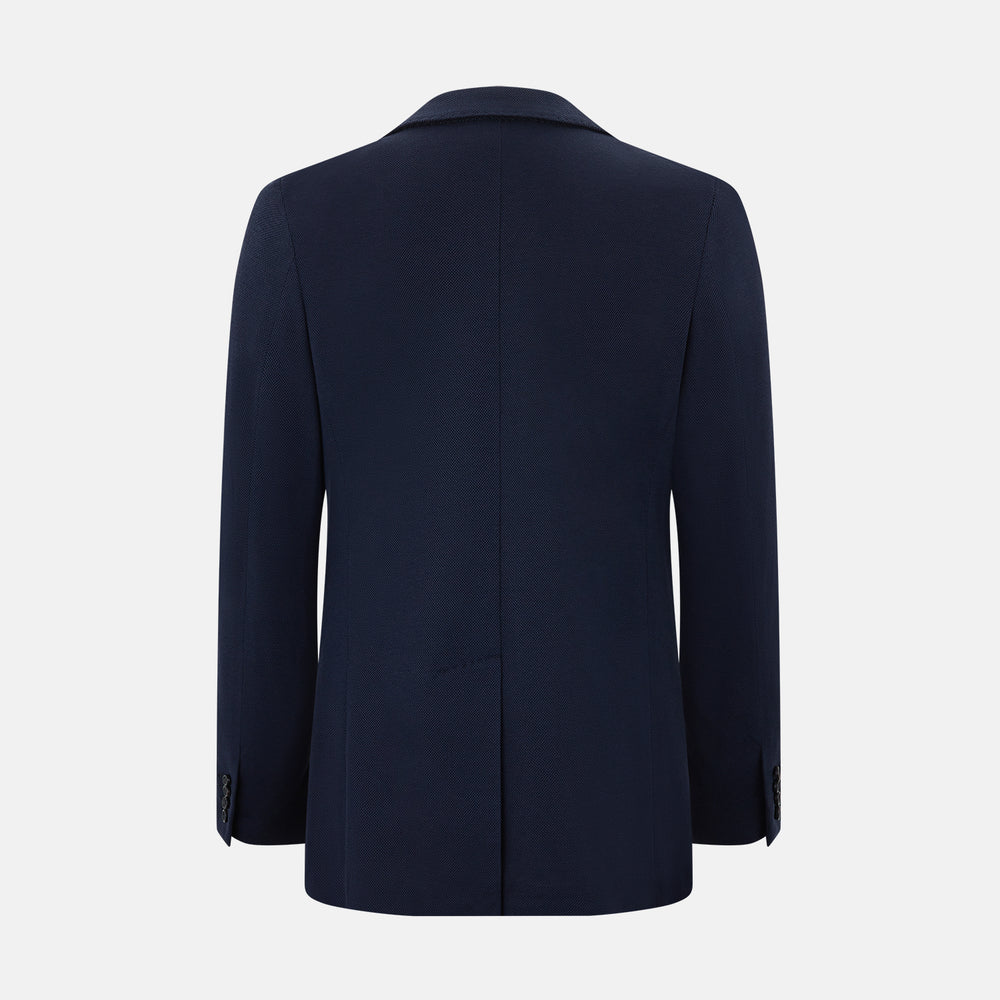 Navy Silk & Cotton Bath Blazer