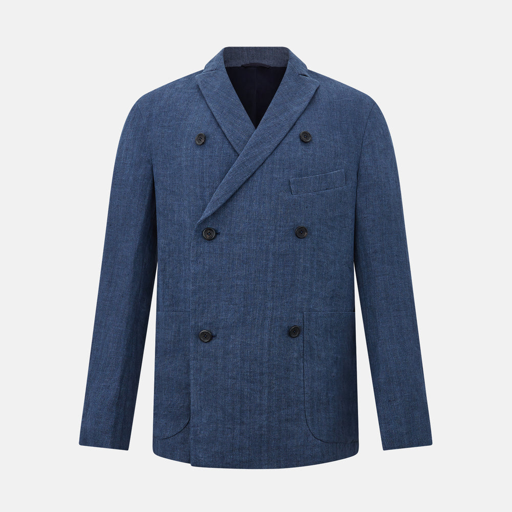 Henley Denim Blazer in Linen