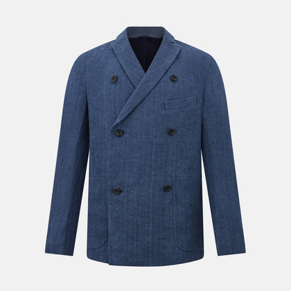 Henley Denim Jacket in Linen