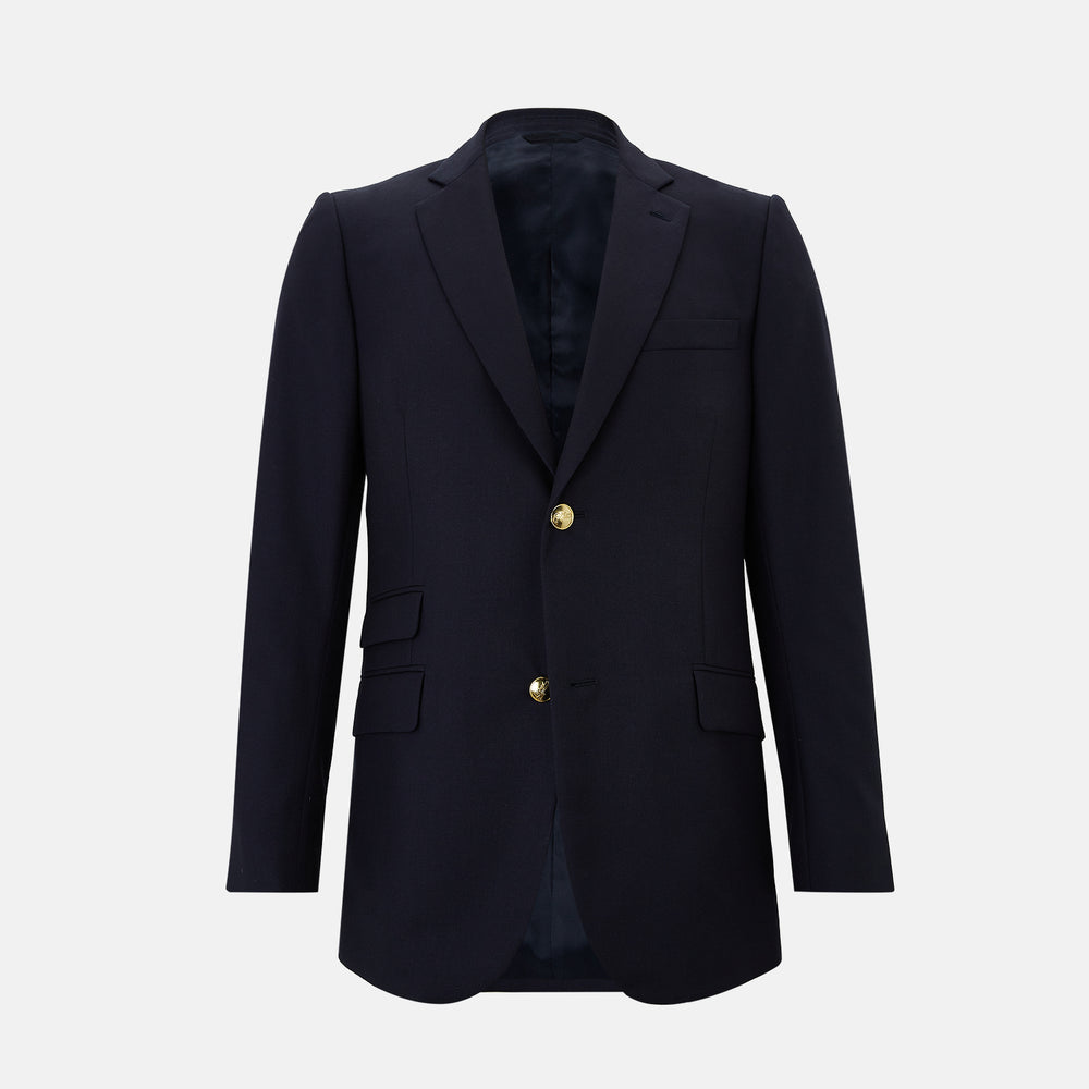 Navy Single Breasted Classic Blazer in Wool Gabardine