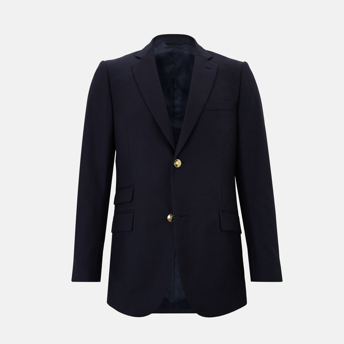 Navy Single Breasted Classic Blazer in Wool Gabardine Image 7