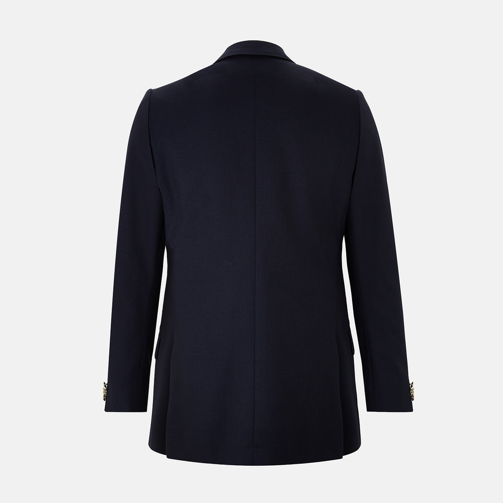Navy Single Breasted Classic Blazer in Wool Gabardine