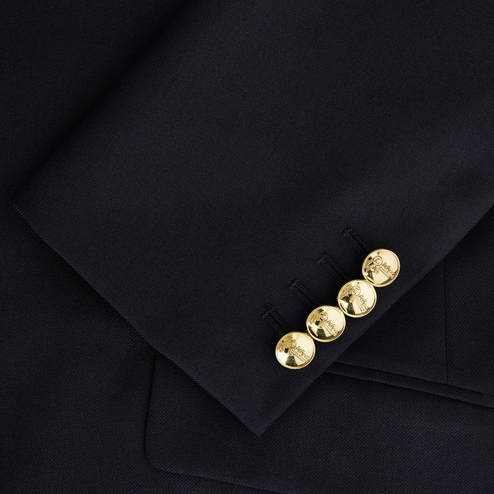 Navy Single Breasted Classic Blazer in Wool Gabardine Image 3