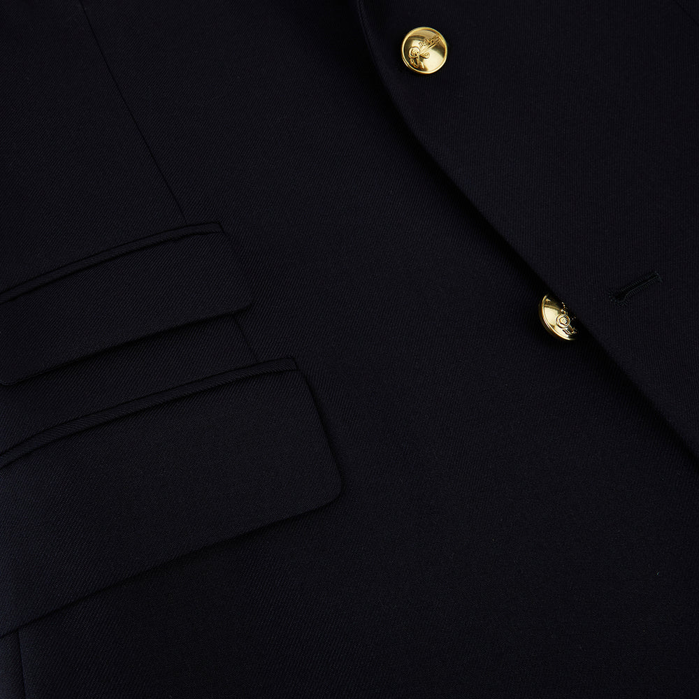 Navy Single Breasted Classic Blazer in Wool Gabardine