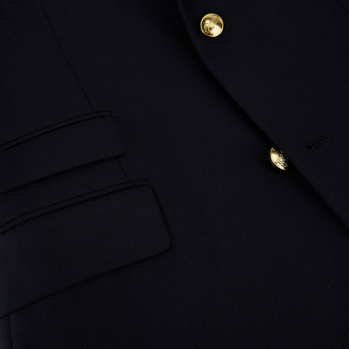 Navy Single Breasted Classic Blazer in Wool Gabardine Image 4