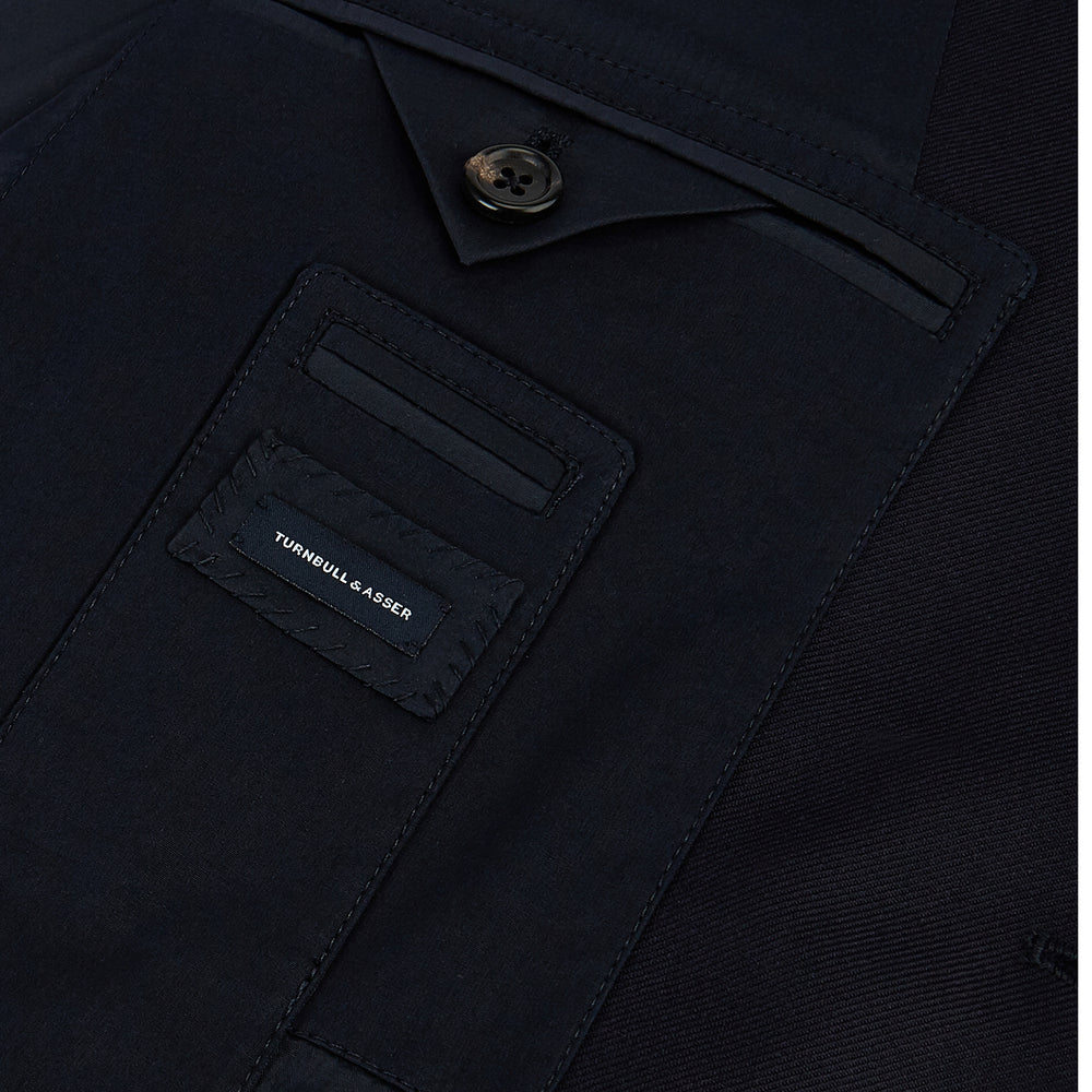Navy Single Breasted Classic Blazer in Wool Gabardine