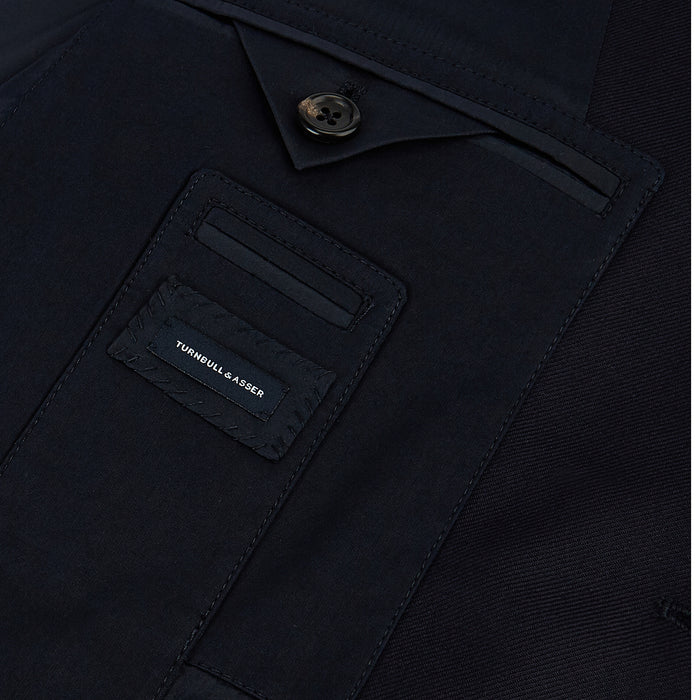 Navy Single Breasted Classic Blazer in Wool Gabardine Image 5