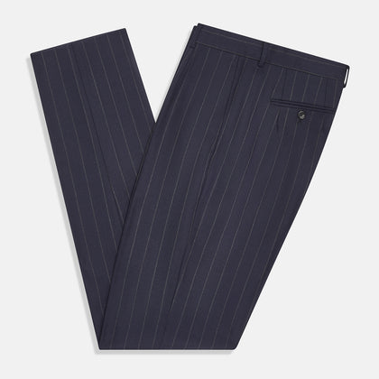 Navy Pinstripe Rupert Trousers Image 4