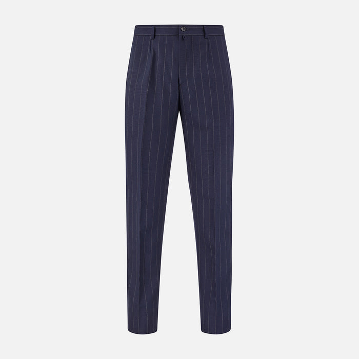 Navy Pinstripe Rupert Trousers Image 5