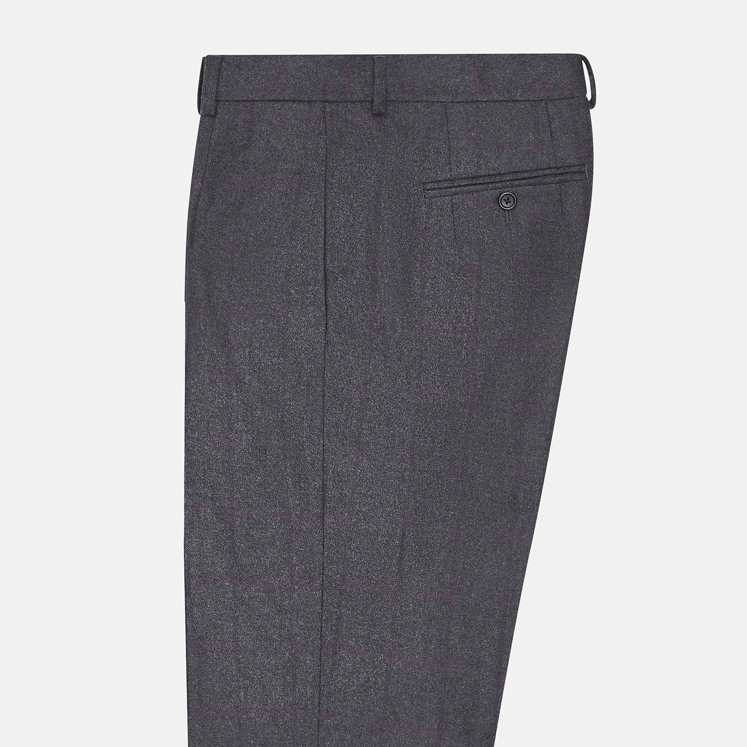 View 4 of product Charcoal and Purple Check Rupert Trousers