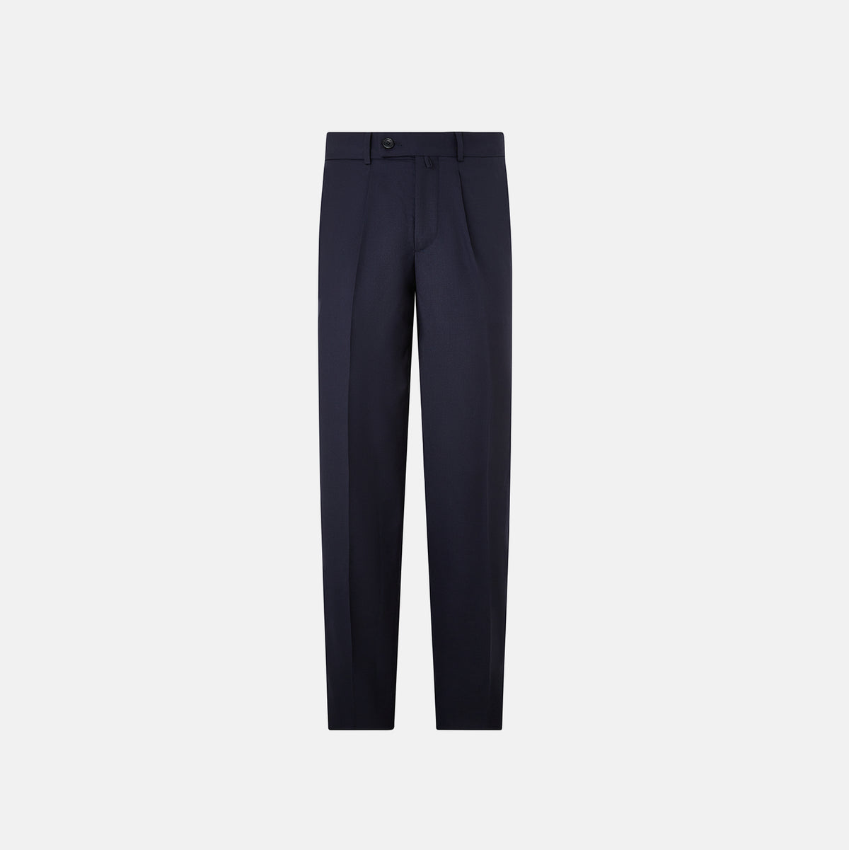 View 1 of product Edward Navy Pleated Trousers in Wool Gabardine