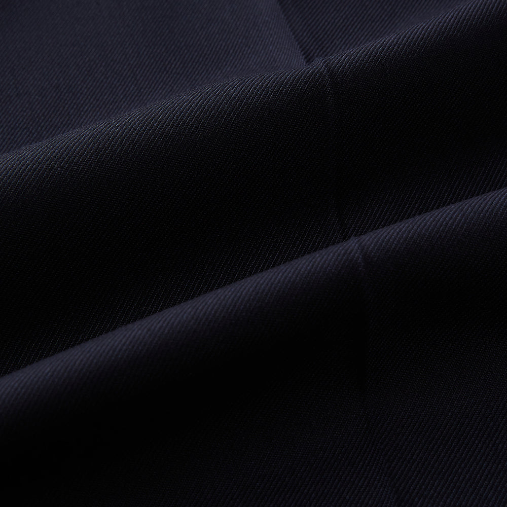 Edward Navy Pleated Trousers in Wool Gabardine