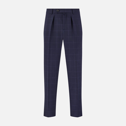 Navy Check Edward Trousers Image 5
