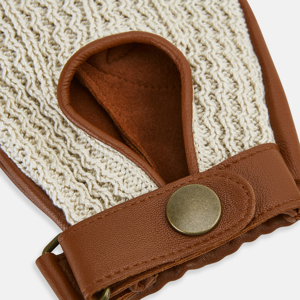 Cognac Tan Fingerless Driving Gloves in Leather