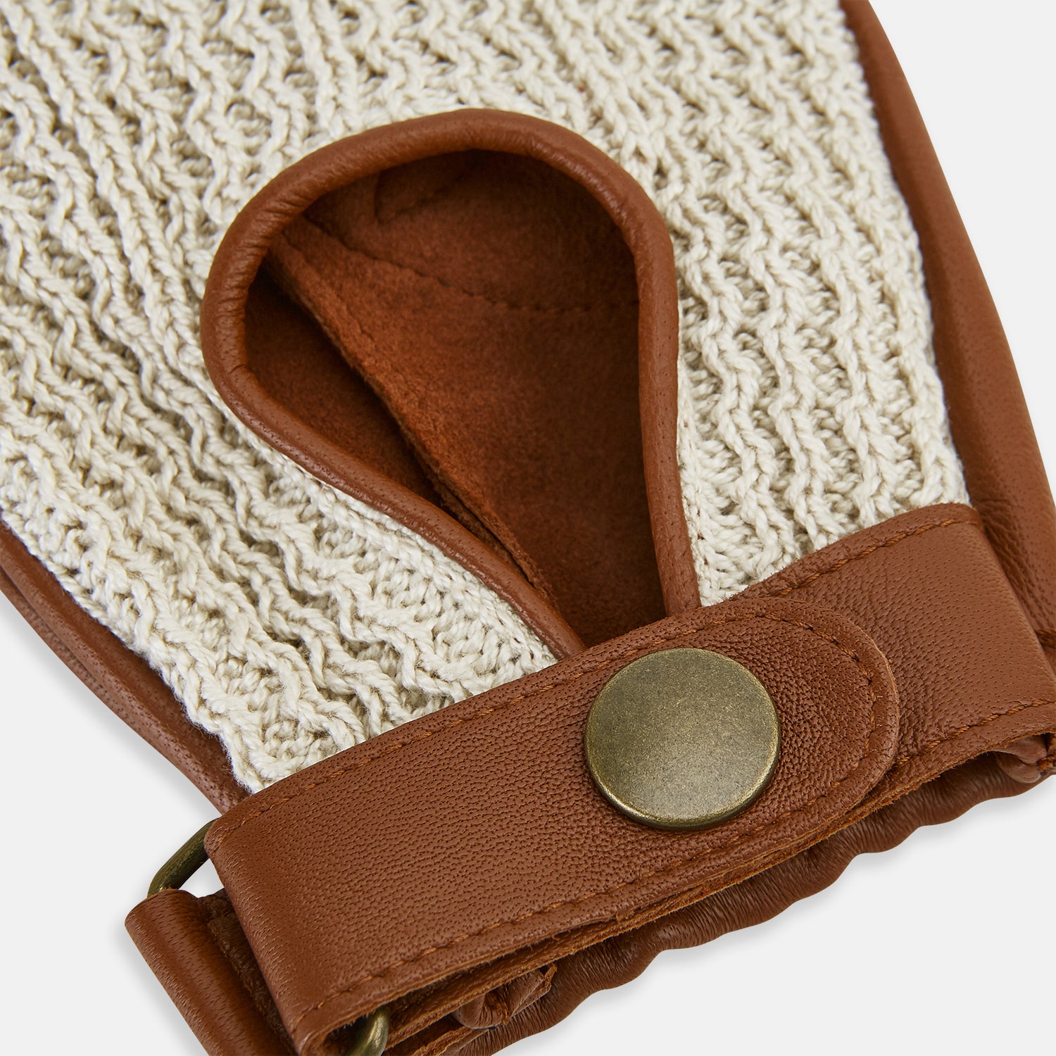 View 3 of product Cognac Tan Fingerless Driving Gloves in Leather