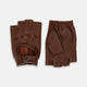 Coffee Brown Fingerless Driving Gloves in Leather