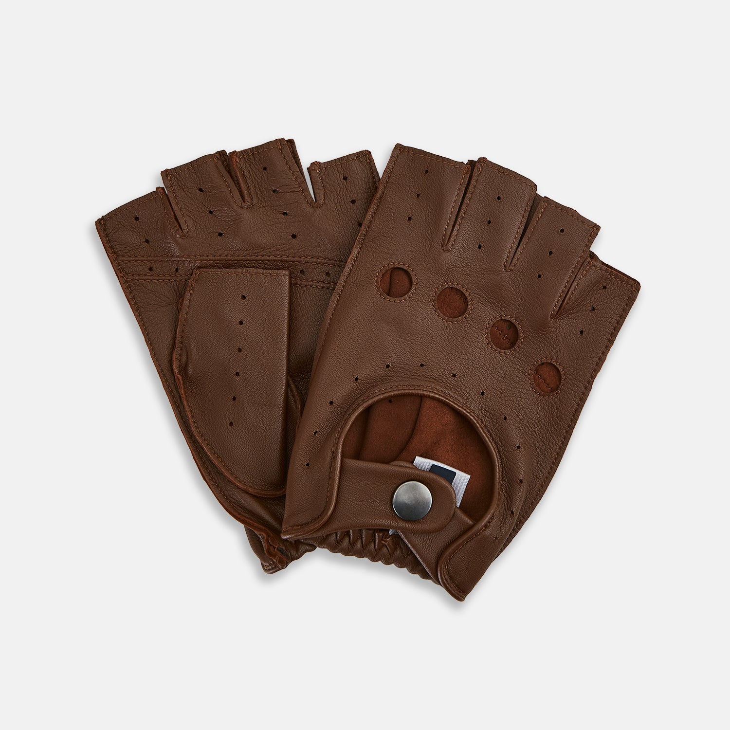 View 2 of product Coffee Brown Fingerless Driving Gloves in Leather