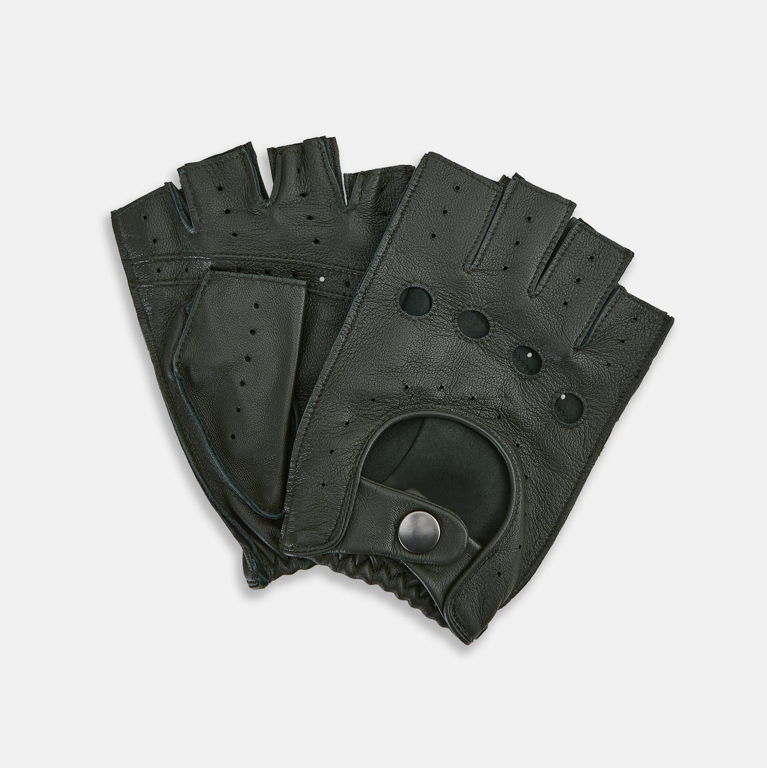View 2 of product Forest Green Fingerless Driving Gloves in Leather
