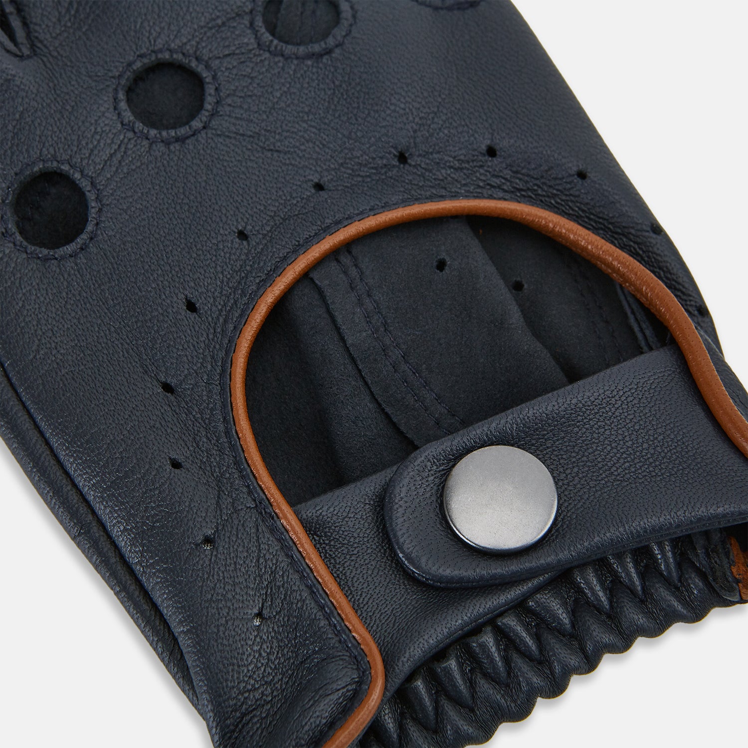 View 3 of product Navy Driving Gloves in Leather