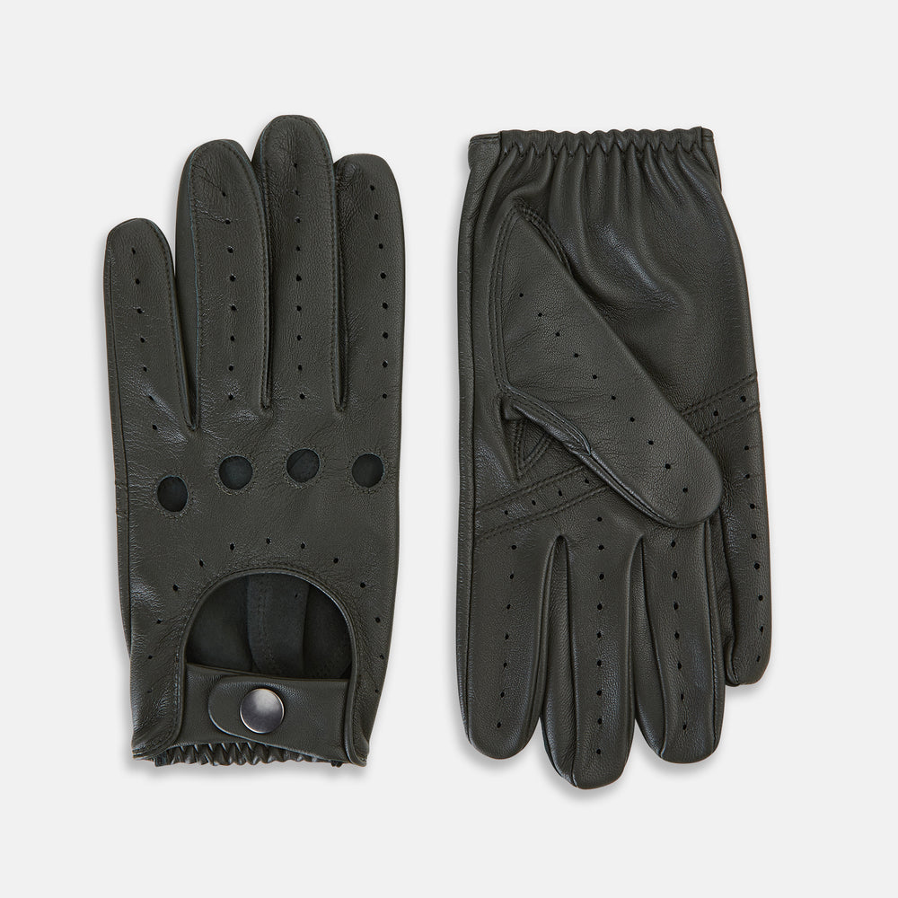GLOVES LEATHER UNLINED DRIVING GLOVE FOREST GREEN