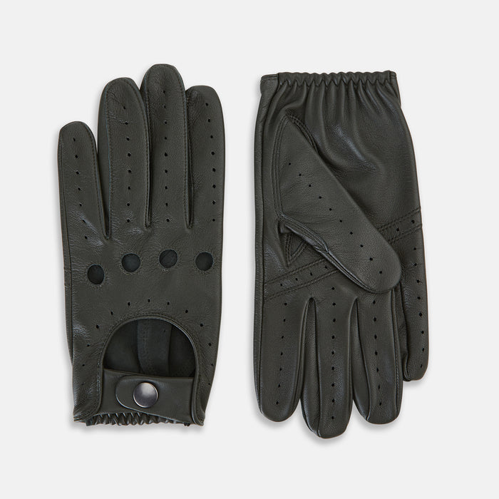 Forest Green Driving Gloves in Leather
