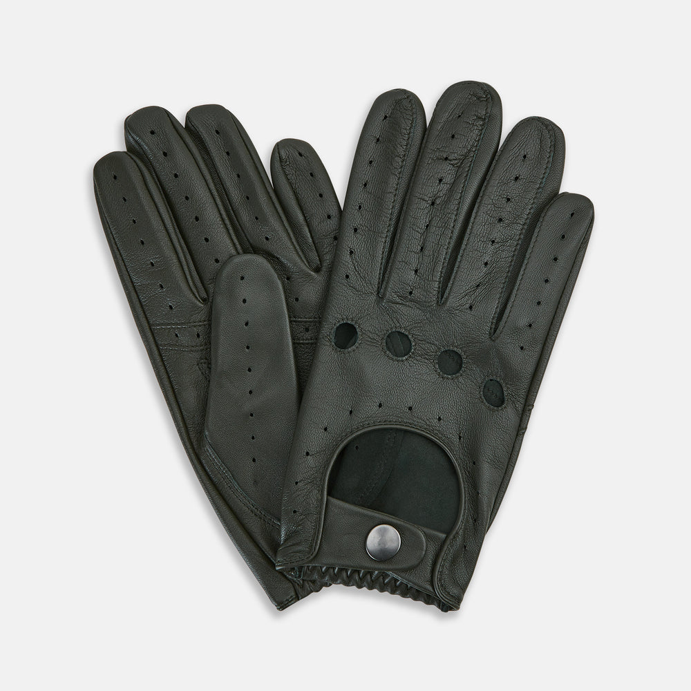 GLOVES LEATHER UNLINED DRIVING GLOVE FOREST GREEN