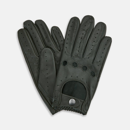 Forest Green Driving Gloves in Leather Image 1