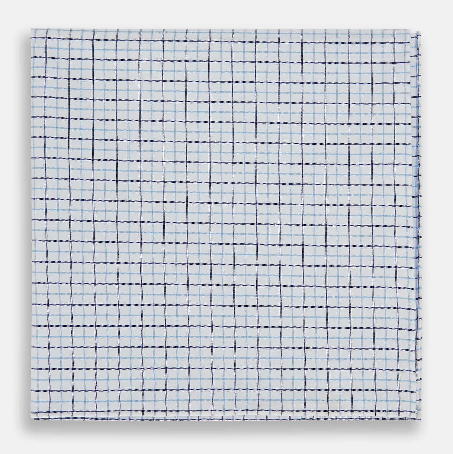 View 1 of product Hand Rolled Blue Double Graph Check Handkerchief