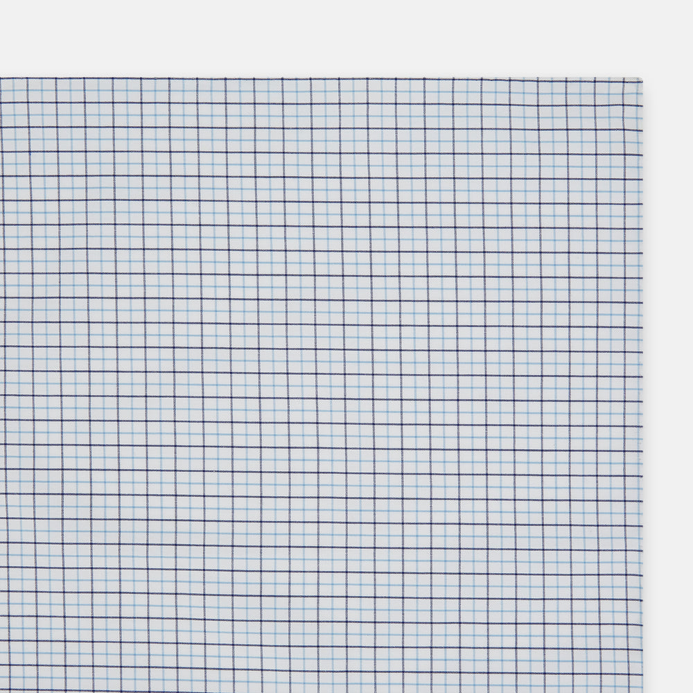 Hand Rolled Blue Double Graph Check Handkerchief