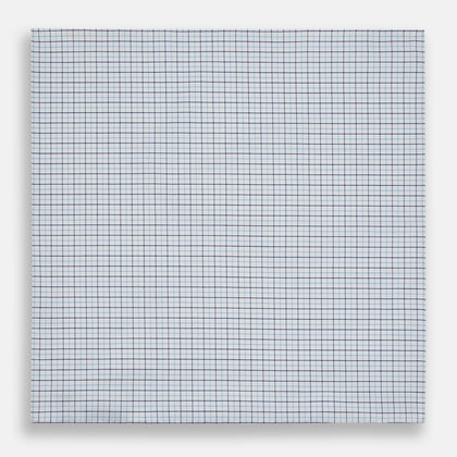 Hand Rolled Blue Double Graph Check Handkerchief Image 2