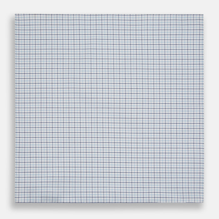 Hand Rolled Blue Double Graph Check Handkerchief Image 2