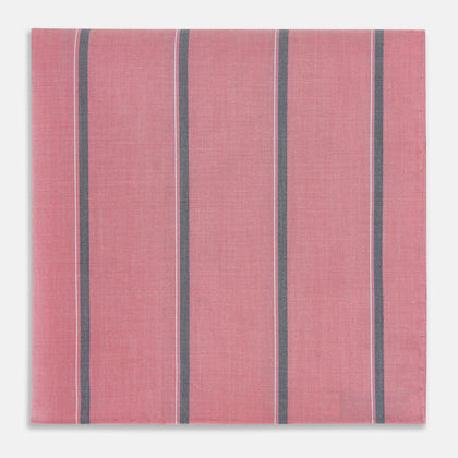 Coral Pink Track Stripe Hand-Rolled Handkerchief