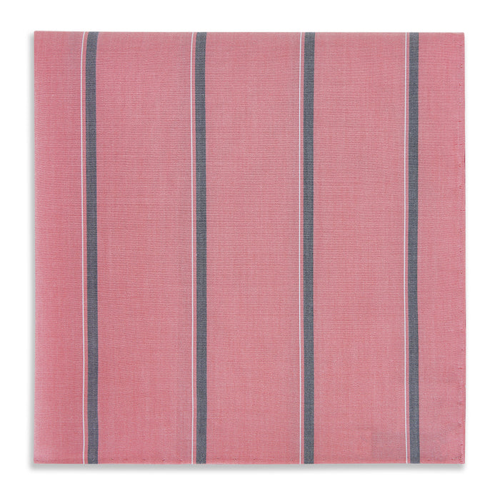 Coral Pink Track Stripe Hand-Rolled Handkerchief Image 3